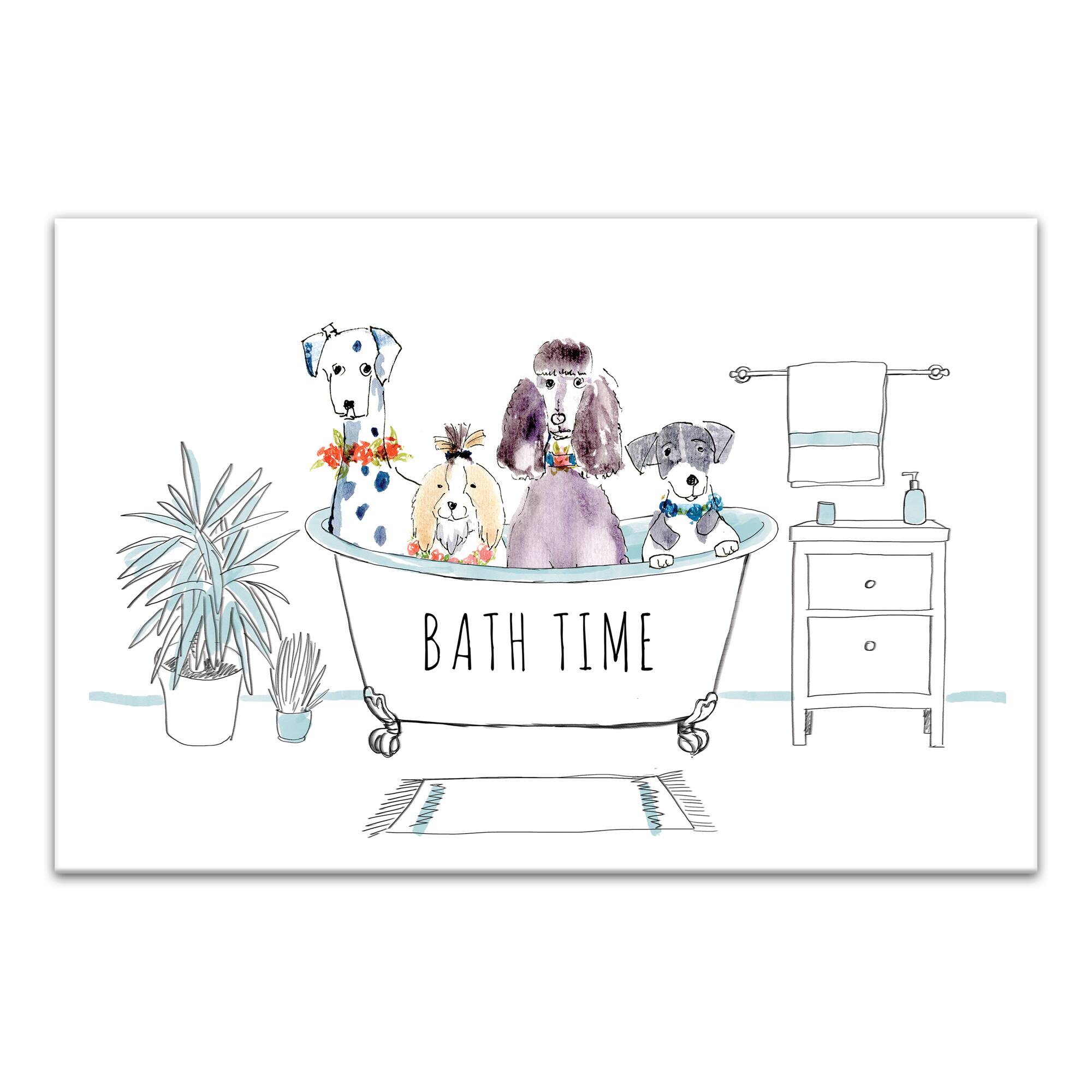 Bath Time Dog 1 Canvas Wall Art